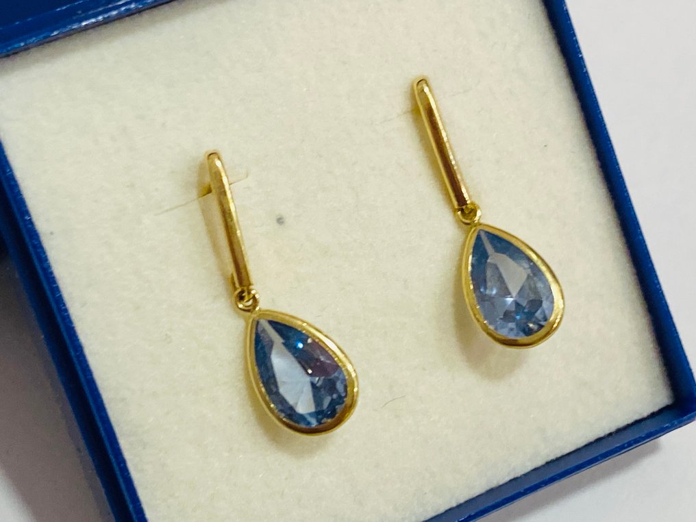 χωρίς τιμή ασφαλείας - Σκουλαρίκια - 18 καράτια Κίτρινο χρυσό -  2.00ct. tw. Τοπάζιο #2.1