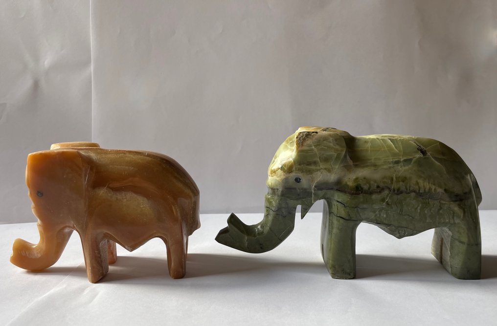 Statuetta - Set di 9 Elefanti Decorativi (9) - Vetro, ceramica e argento shieffild #2.1