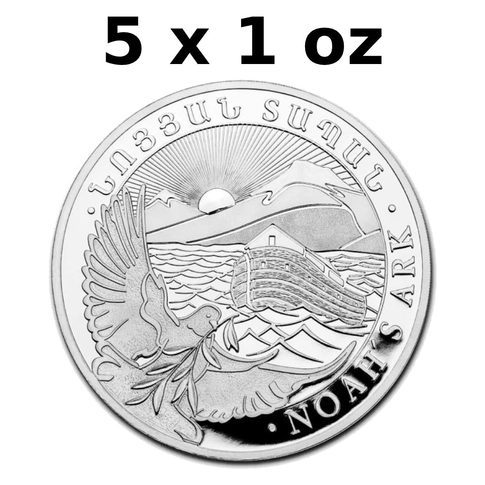 Αρμενία. 5 x 2023 1oz Armenia 500 Drams Ark Noah Silver Coin BU #1.0