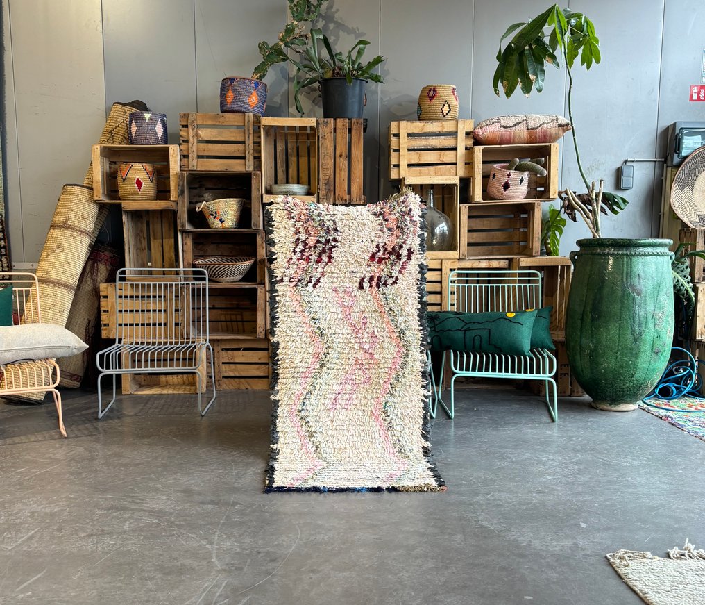 复古的摩洛哥多彩的 Boucherouite 地毯 - 小地毯 - 165 cm - 70 cm - 手工编织地毯 #1.0