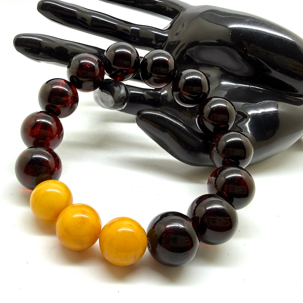 Bracciale con perle di ambra baltica in ciliegia/butterscotch 26,3 g - Ambra - Baltic amber - succinite #4.3
