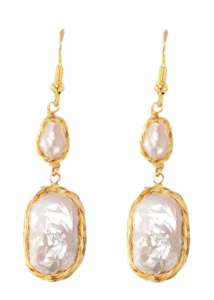 Fără preț de rezervă - Cercei Argint, Placat cu aur Perlă - Scaramazza #2.1