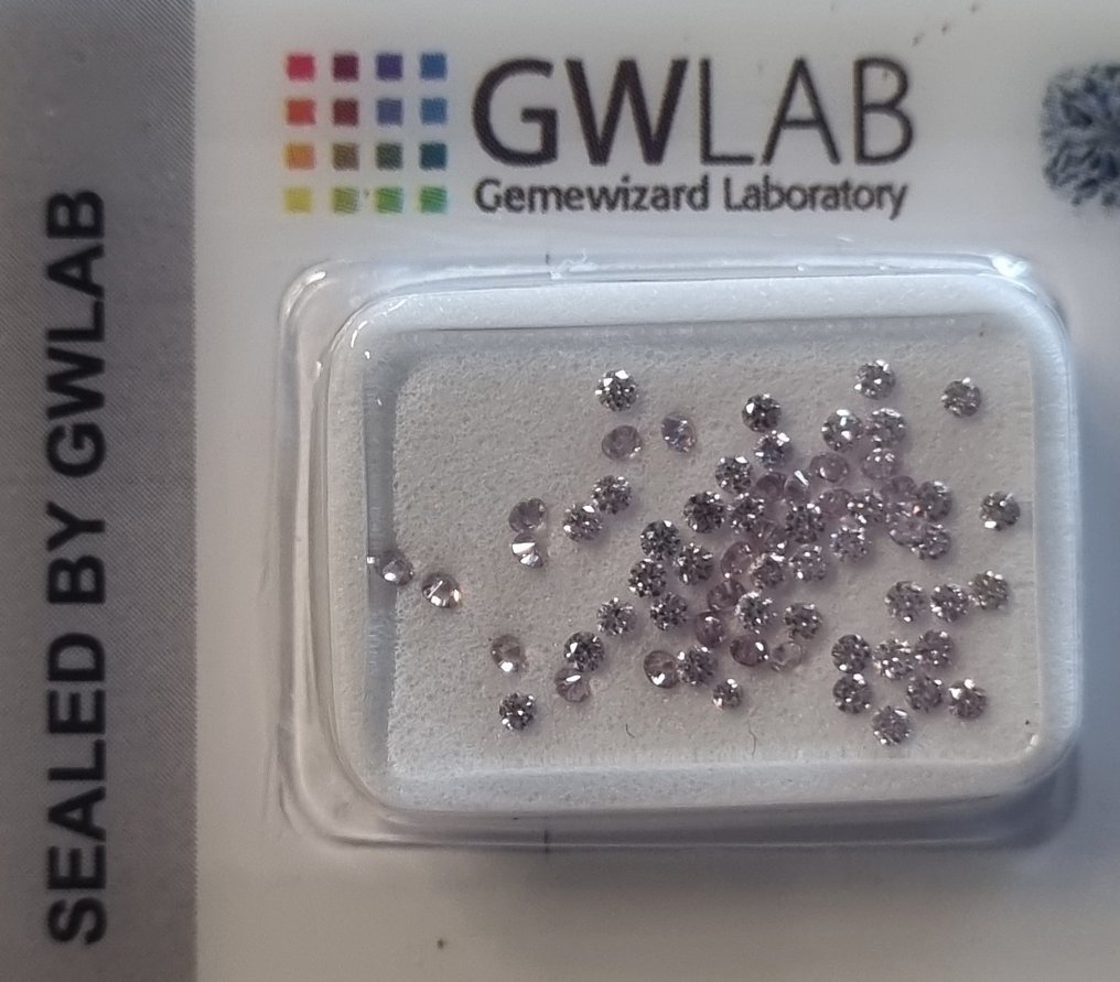 χωρίς τιμή ασφαλείας - 63 pcs Διαμάντι  (Φυσικό)  - 0.57 ct - Στρογγυλό - VVS2, SI1 - Gemewizard Gemological Laboratory (GWLab) - ροζ #1.0