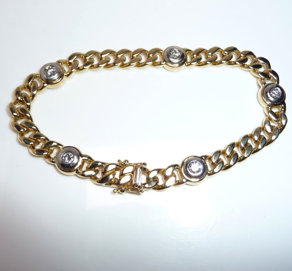 手鈪 - 18 克拉 黃金 - 0.75ct. tw. 鉆石 (天然) - 坚固的坦克手表带 35 克 #1.0