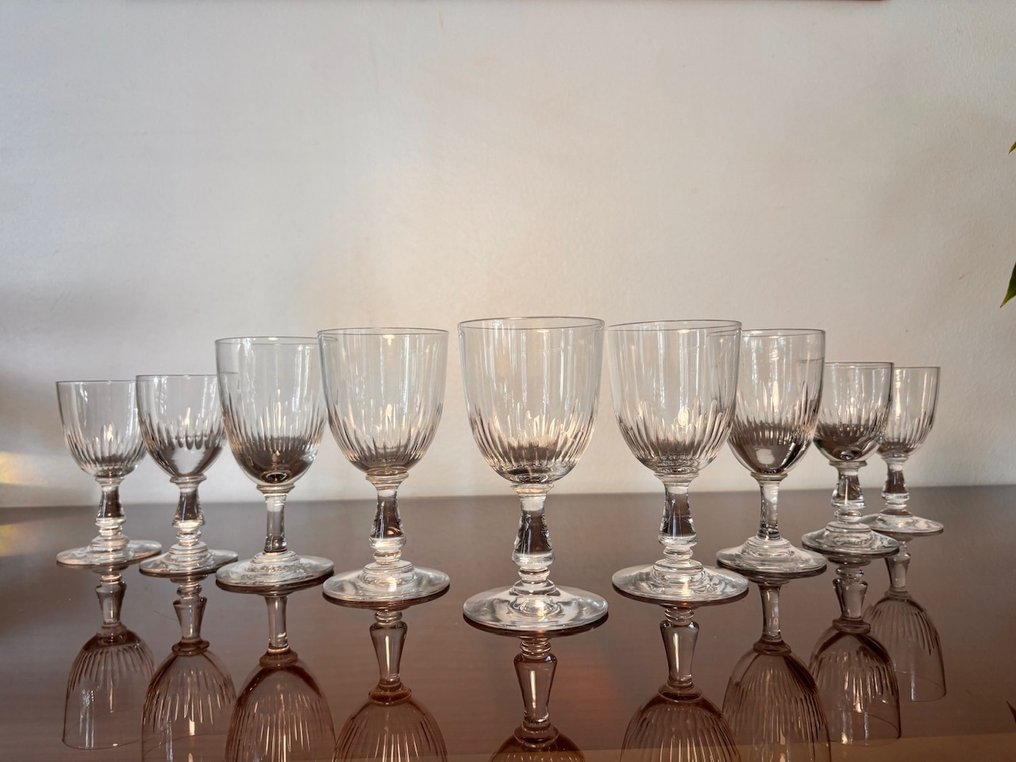 Baccarat - Drinking set (9) - Service for 'Gondola size organ stops of eroded edges'. - Crystal #2.1