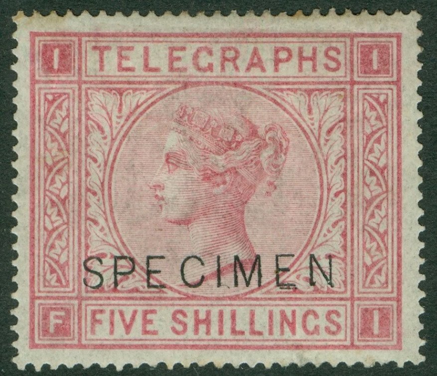 Great Britain 1876 - SG T13 - well centered - 5s rose plate 1 - Fresh color #1.0