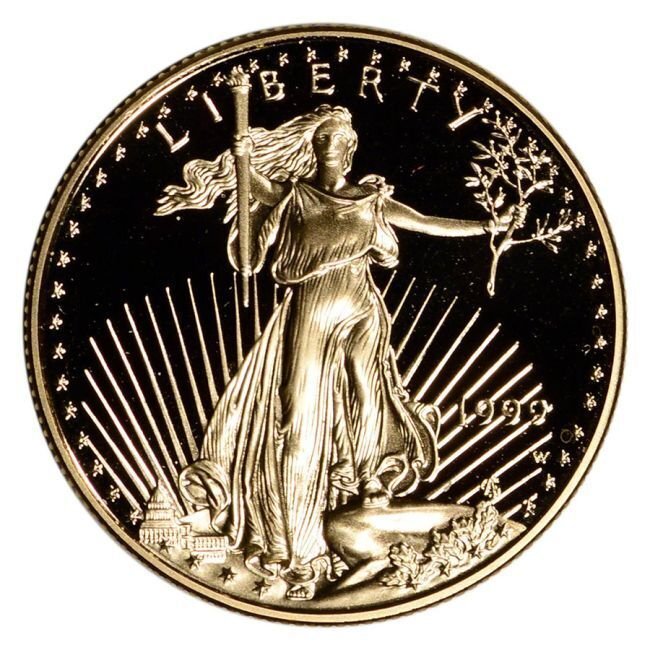 Statele Unite. 1999 1/2 oz $25 USD American Proof Gold Eagle (In Capsule) #1.0