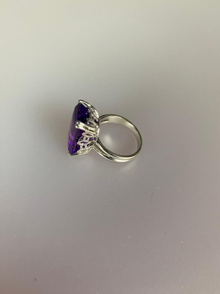 戒指 - 18K包金 白金 紫水晶 #3.2