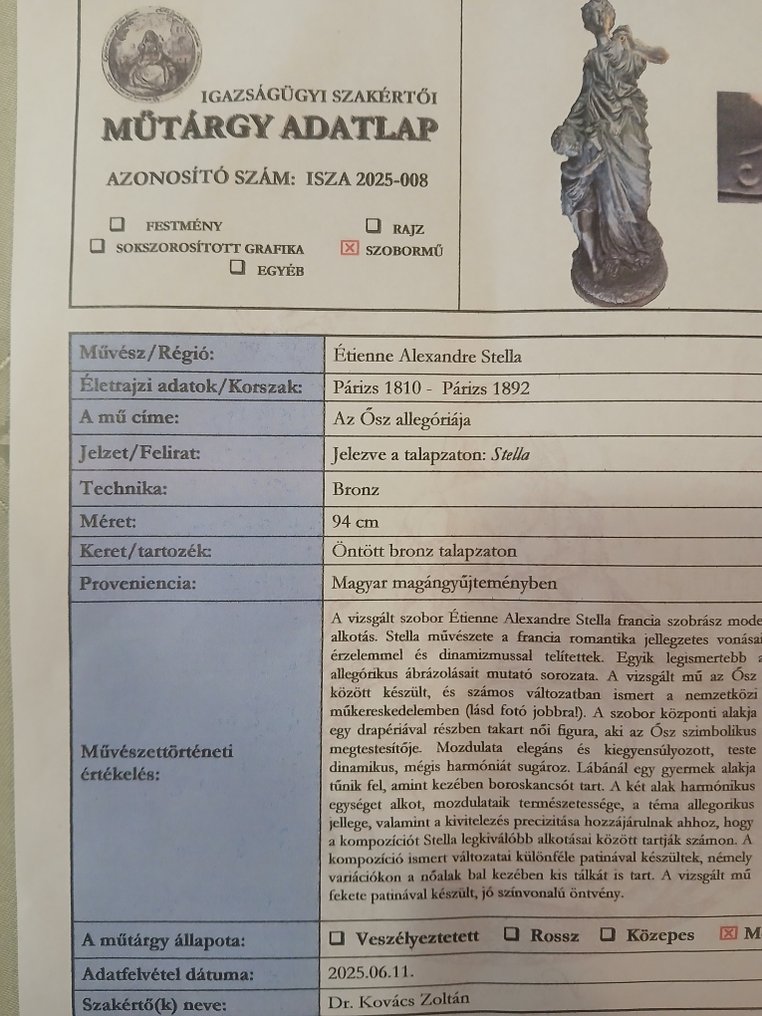 Étienne Alexandre Stella (1810–1892) - Statua, “Allegory of Autumn” - 94 cm - Bronzo #4.3