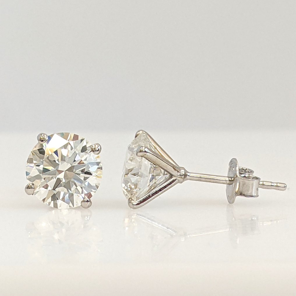 χωρίς τιμή ασφαλείας - Καρφωτά σκουλαρίκια - 14 καράτια Λευκός χρυσός - 3.01ct. tw. Διαμάντι (Εργαστηριακής καλλιέργειας) - Πιστοποιημένο από IGI #3.2