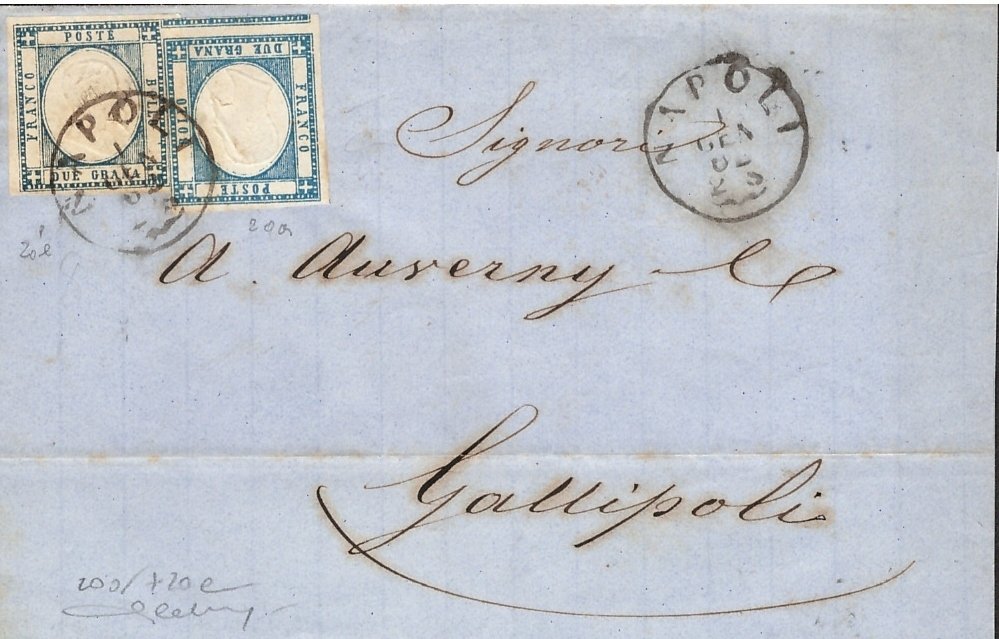 Ókori itáliai államok - Nápoly 1861 - Két különböző színű festéket kell felvinni az 1962. január 1-i levélre. - Sassone 20e 20a #1.0