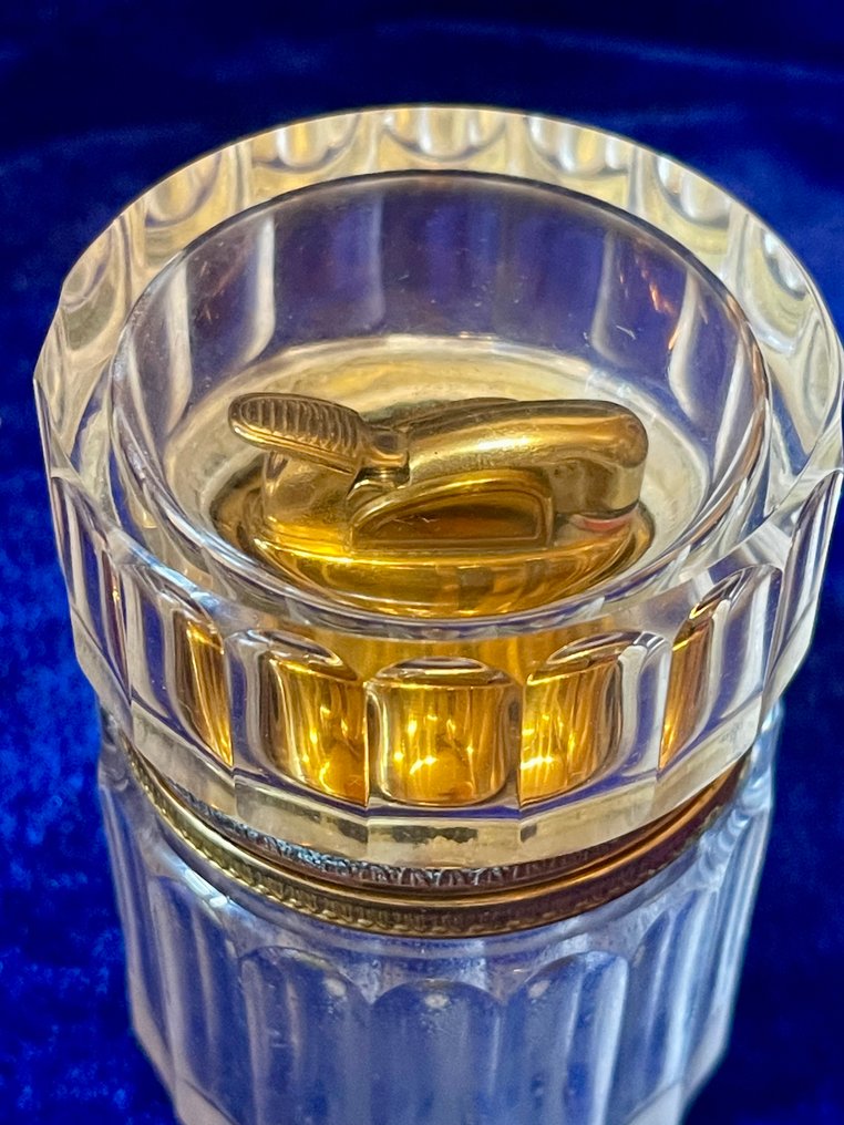 Rare 1965 French Heavy Cut-Crystal & Fire-Gilded Brass Table Lighter 391 g - Lighter - Brass, Crystal #4.3