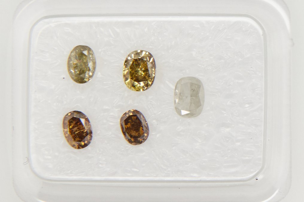 沒有保留價 - 5 pcs 鑽石  (天然)  - 1.01 ct - 橢圓形 - I1, I2 - Gem Report Antwerp (GRA) #2.1