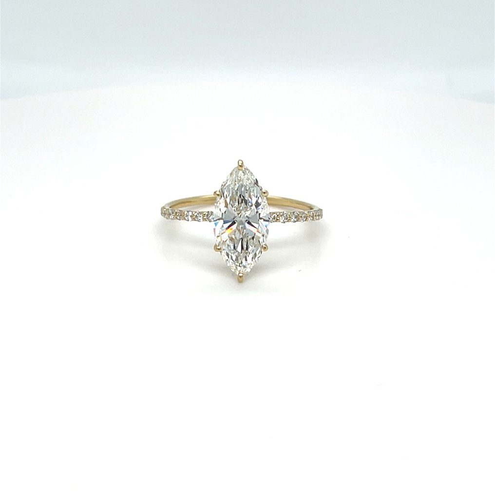 Gyűrű - 14 kt. Sárga arany - 3.24ct. tw. Gyémánt (Laboratóriumban előállított) - Gyémánt #1.0