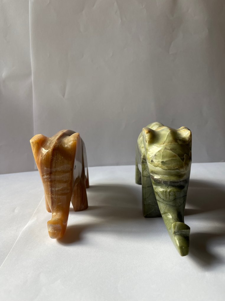 Statuetta - Set di 9 Elefanti Decorativi (9) - Vetro, ceramica e argento shieffild #1.0