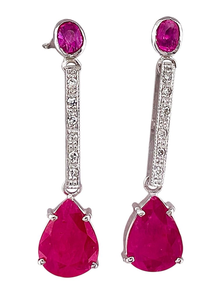 χωρίς τιμή ασφαλείας - Σκουλαρίκια - 18 καράτια Πλατίνα, Λευκός χρυσός Ρουμπίνι - Διαμάντι #4.3