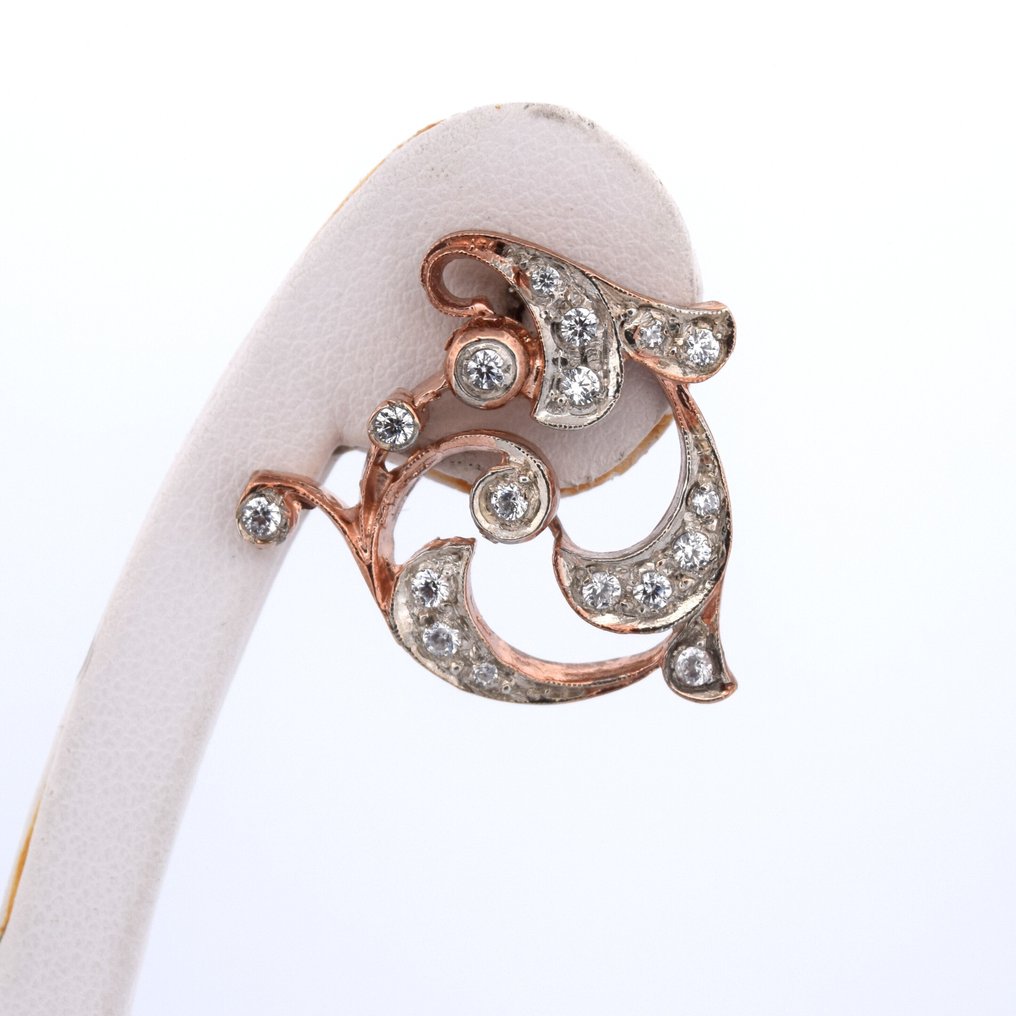 没有保留价 - 耳环 玫瑰金, 银 -  0.80ct. tw. 钻石 (天然)  - 银 #3.2