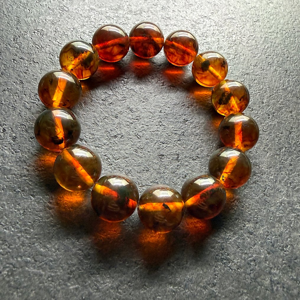 Eksklusiivinen rannekoru, Itämeren meripihkanhelmet, 16 mm, 32,7 g. - Meripihka - Baltic amber - succinite #4.3