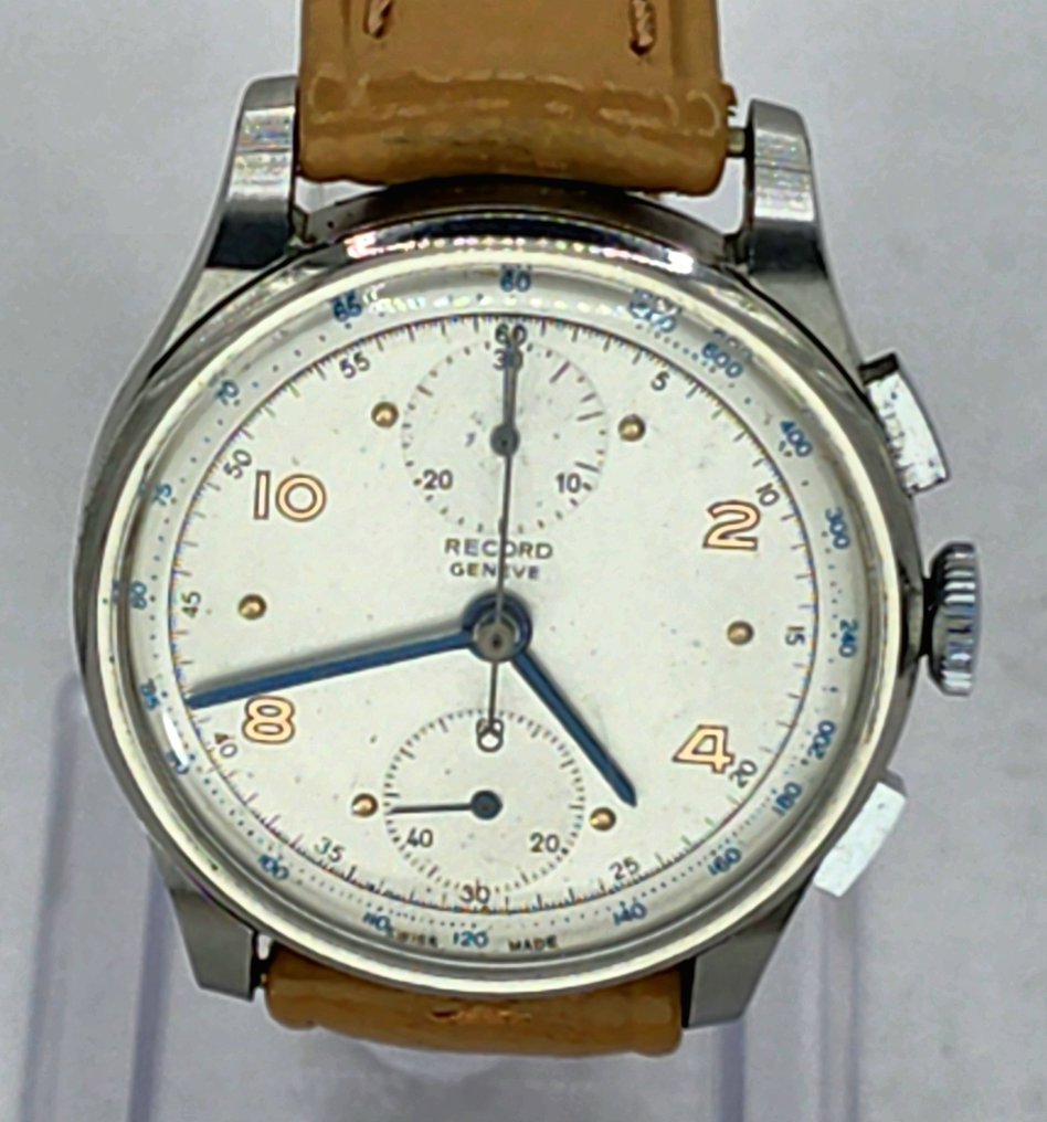 Record Watch & Co. - Geneve - Stahl Chronograph - Kaliber Valjoux 77 - Schweiz um 1940 - Herren - 1900-1949 #1.0