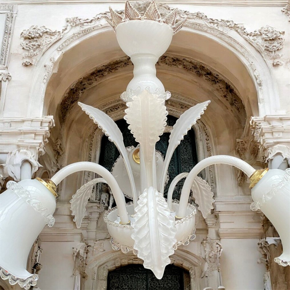 Πολυέλαιος - Murano 3 λευκό σατέν #1.0