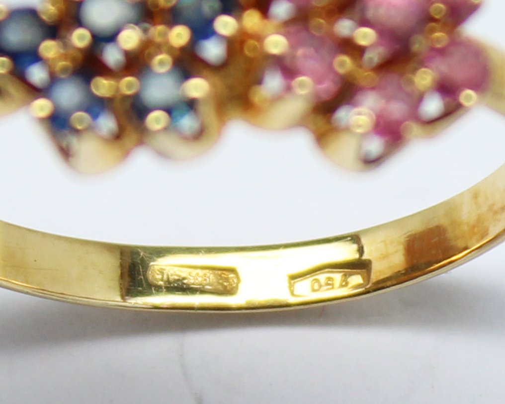 No reserve price - Ring - 18 kt. Yellow gold Ruby - Sapphire #3.2