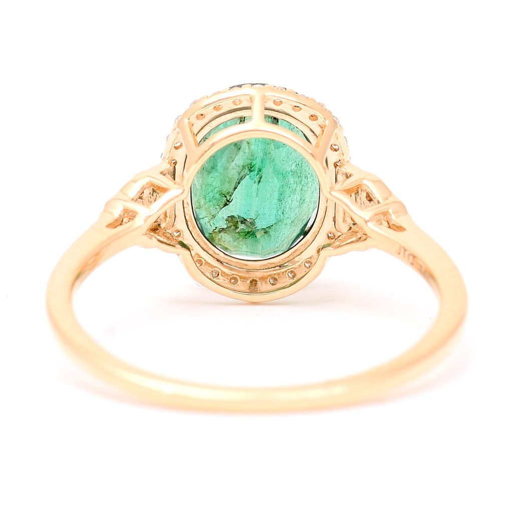 Zonder Minimumprijs - Ring - 14 karaat Geel goud -  2.40ct. tw. Smaragd - Diamant #3.2