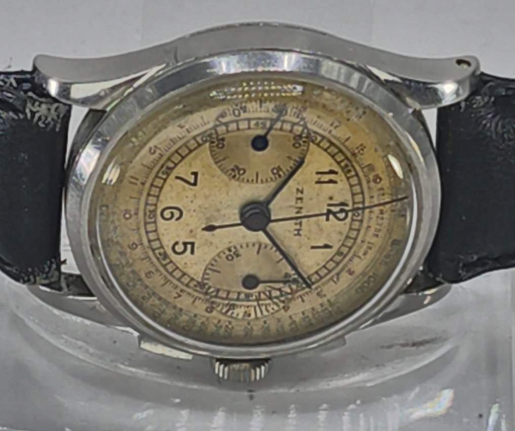 Zenith Le Locle - Stahl Chronograph - Kaliber 136 (Erstes Zweidrückerwerk)- Originalzustand - Schweiz um 1940 - Men - 1900-1949  #3.2