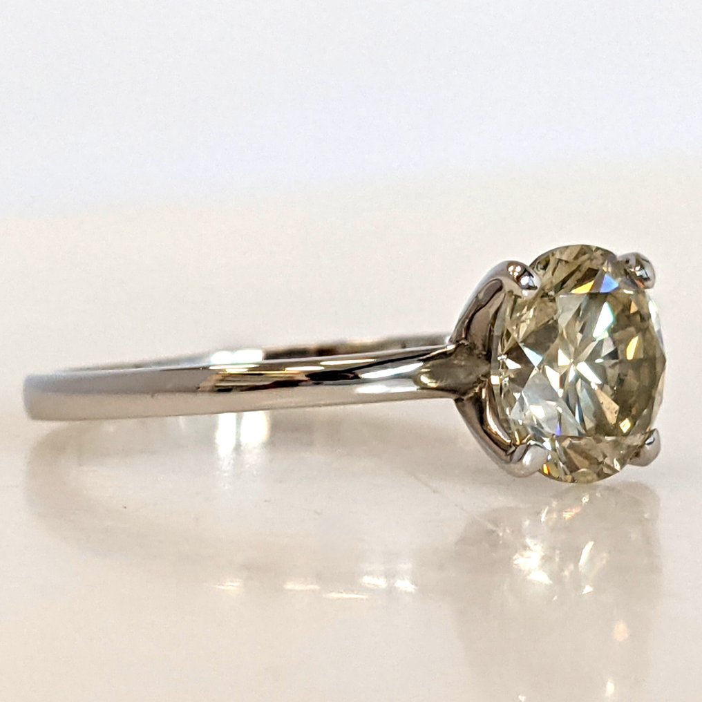 χωρίς τιμή ασφαλείας - Δαχτυλίδι - 18 καράτια Λευκός χρυσός -  1.64ct. tw. Διαμάντι (Φυσικού χρώματος) - IGI #1.0