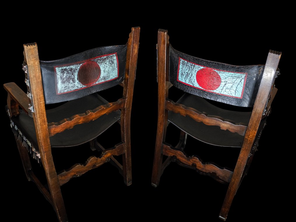 Heaton Tabb and Co - Harland Wolfe - Stoel (2) - Leder, Messing - First Class eetzaal #1.0