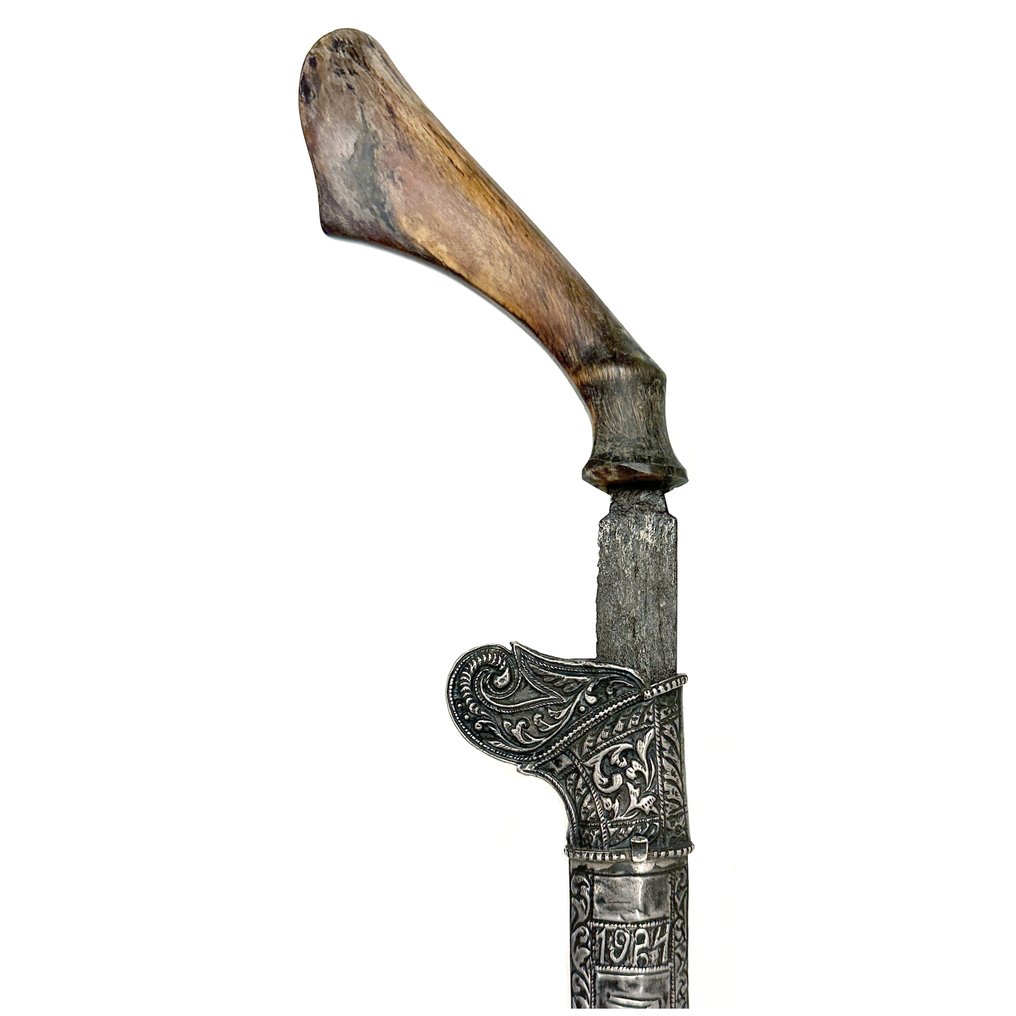 Silver Badik Sulawesin bugisilta - räjähdys hiuksissa - vuonna 1924 with initials "MTP" - Indonesia #4.3