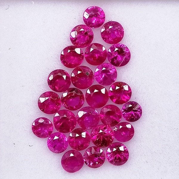 25 pcs  Red Ruby  - 2.16 ct - Instituto Gemólogico Español (IGE) - Waste-Free Leftovers #1.0