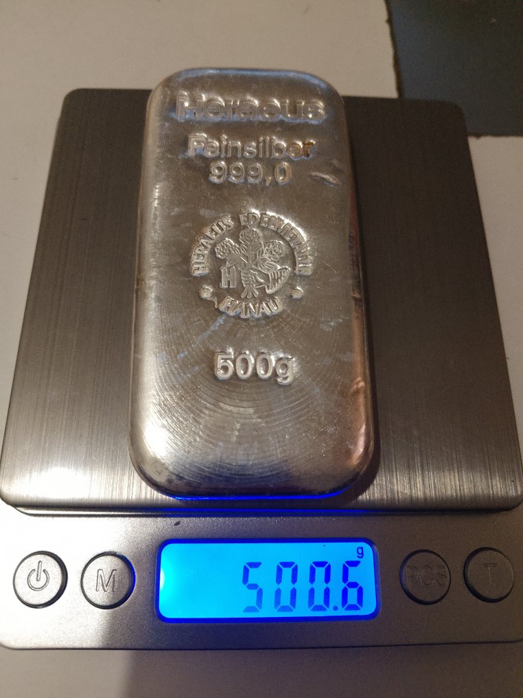 500 grammi - Argento .999 - Heraeus, Germany #1.0
