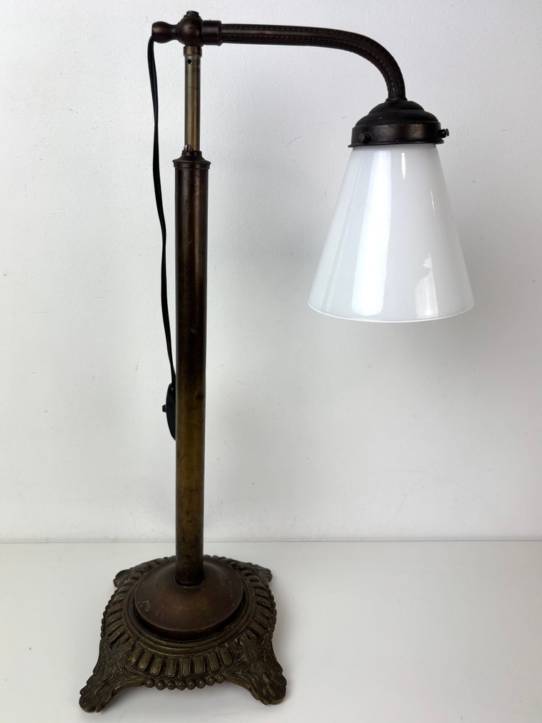 Επιτραπέζιο φωτιστικό banker - Αρχαϊκός ρυθμιζόμενος νεοκλασικός λαμπτήρας γραφείου - Μπρούντζος, Γυαλί #1.0