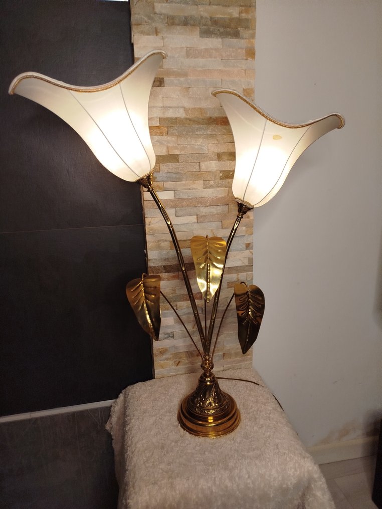 Lámpara de sobremesa - Bronce, Textil, Latón #3.2