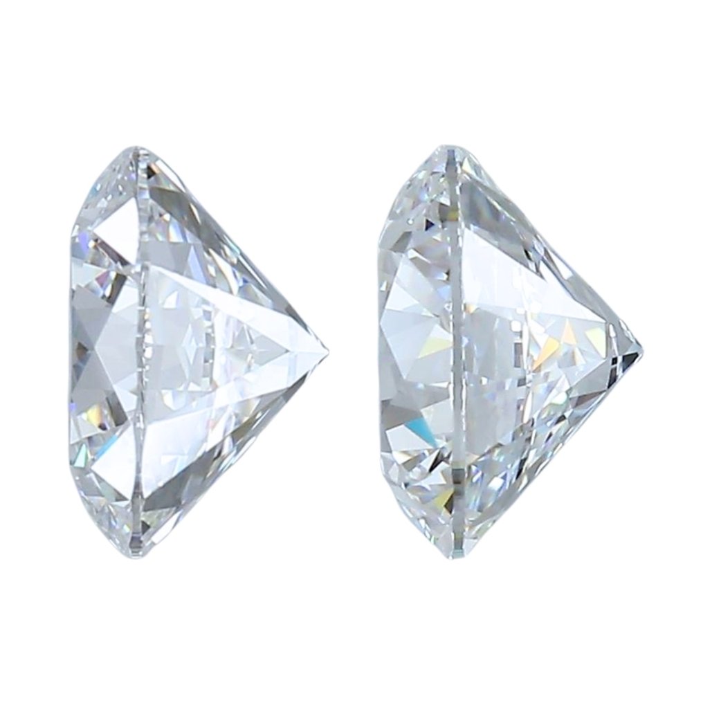 2 pcs Diamond  (Natural)  - 1.30 ct - Round - D (colourless) - IF - International Gemological Institute (IGI) - Sparkling Pair #4.3