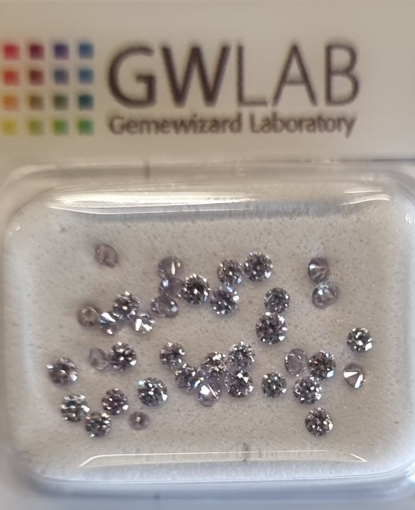 37 pcs 鑽石  (天然)  - 0.55 ct - 圓形 - VVS2, SI2 - Gemewizard Gemological Laboratory (GWLab) - 粉色 #2.1