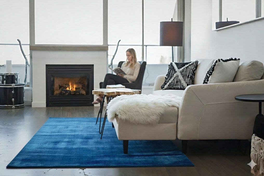 Gabbeh azul lujoso - Alfombra - 154 cm - 92 cm - sin usar y muy suave #3.2