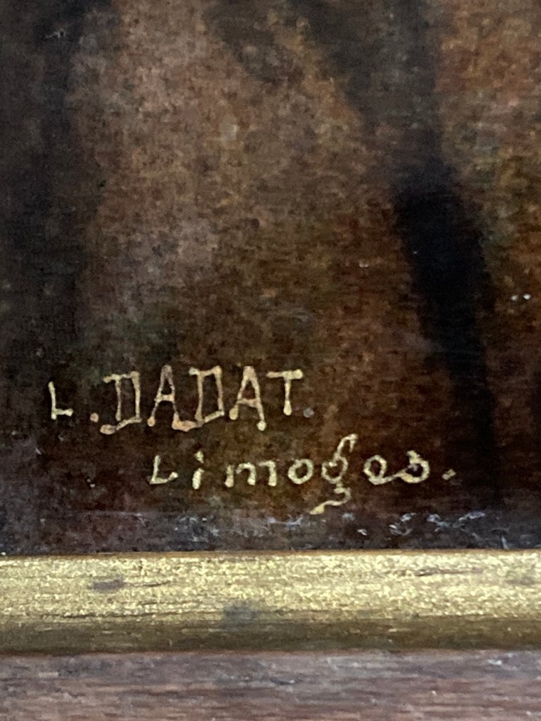 Icon - The Peasant's Meal Enamel Painting on Copper - Signed by Lucie DADAT #3.2