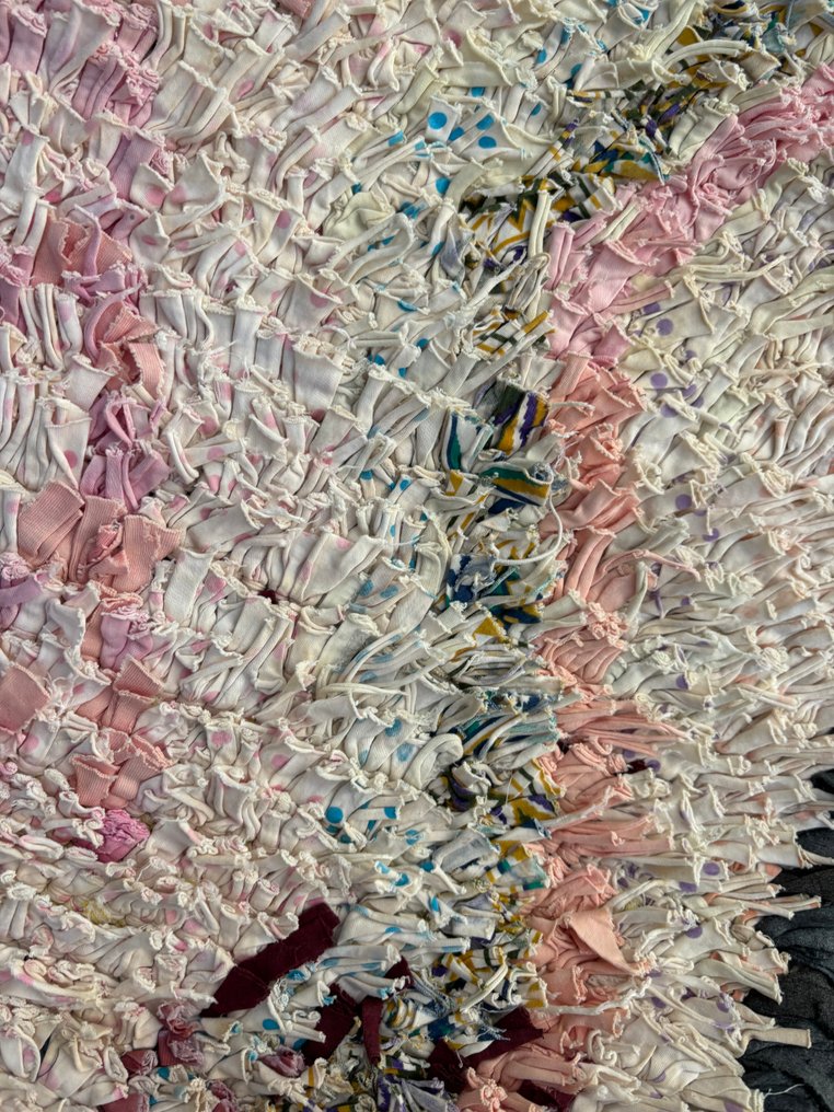 复古的摩洛哥多彩的 Boucherouite 地毯 - 小地毯 - 165 cm - 70 cm - 手工编织地毯 #2.1