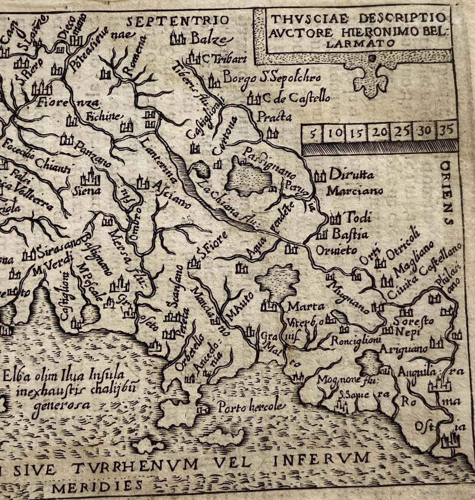 Italy - Toscana; Ortelius - Thusciae Descriptio Auctore Hieronimo Bellarmato- TUSCIA ( TOSCANA) - 1581-1600 #3.2
