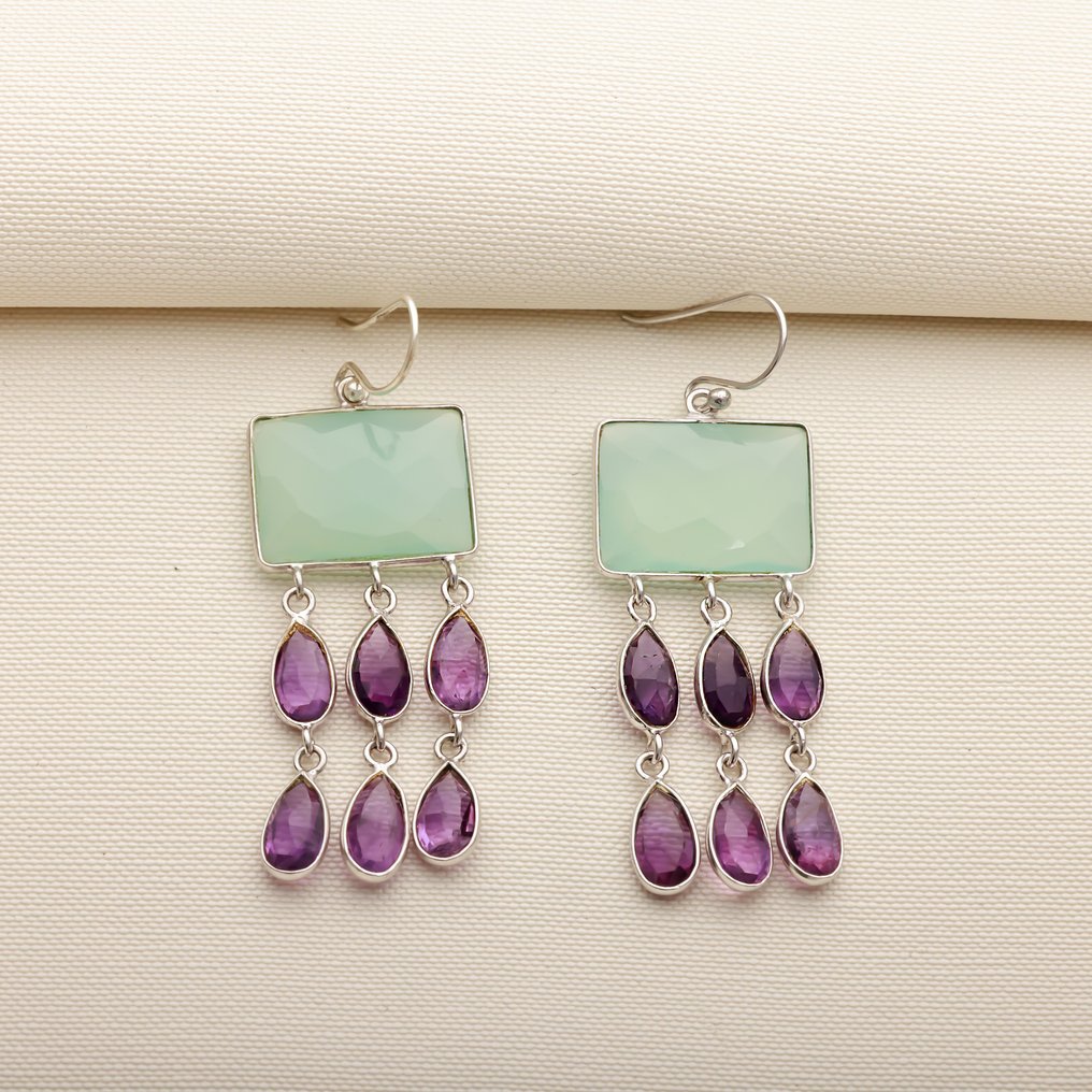 沒有保留價 - 耳環 銀 - 1.00ct. tw. 混合寶石 - 实验报告 #1.0