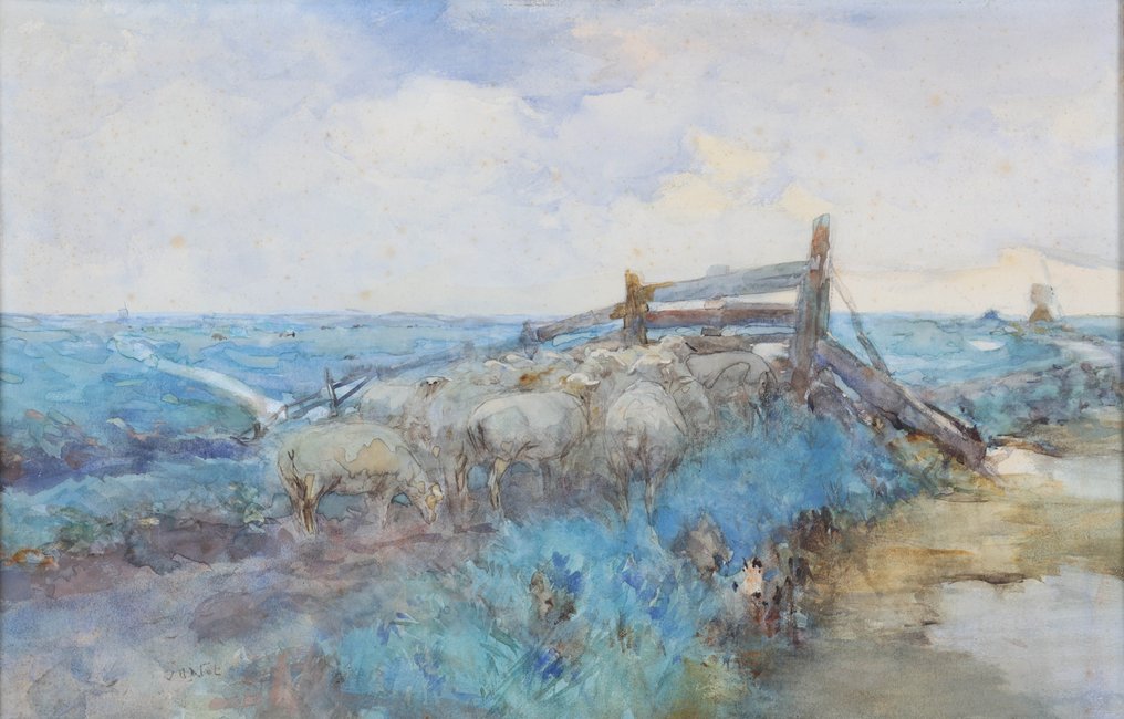 Willem Hendrik van der Nat (1864–1929) - Schapen op de wal #1.0