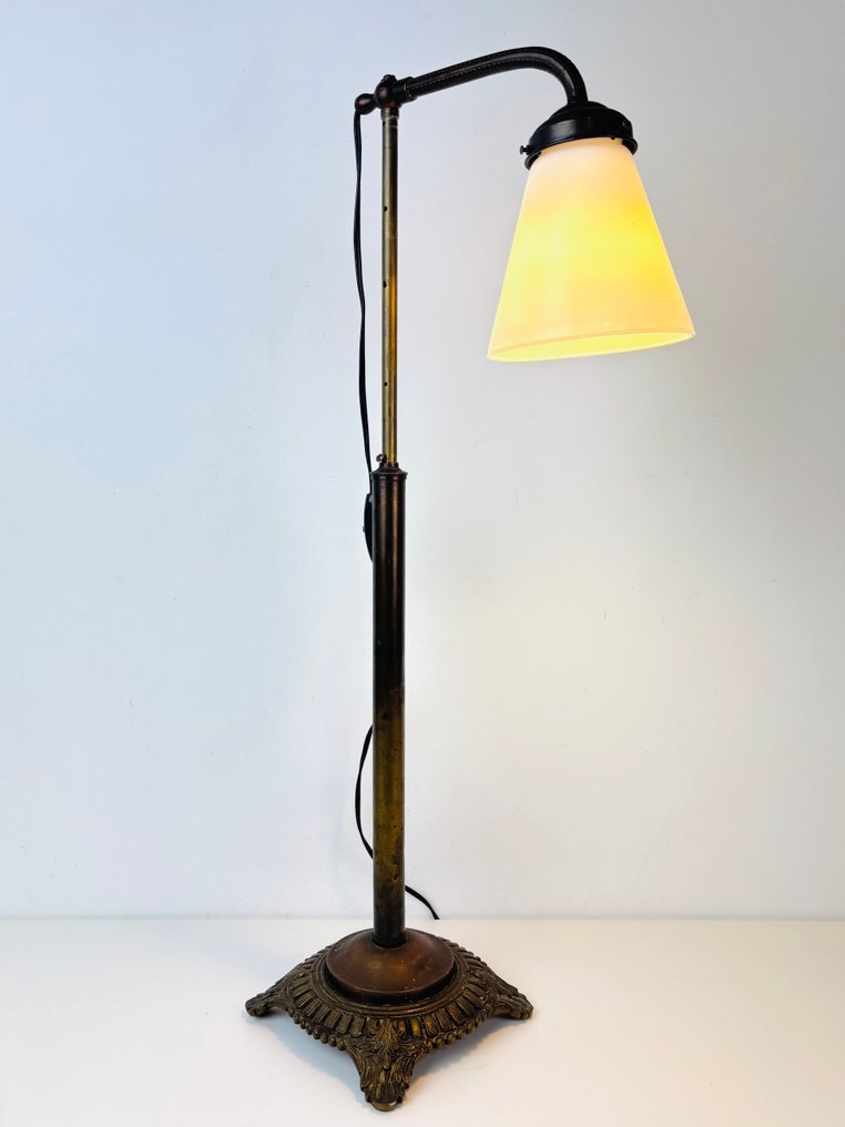 Επιτραπέζιο φωτιστικό banker - Αρχαϊκός ρυθμιζόμενος νεοκλασικός λαμπτήρας γραφείου - Μπρούντζος, Γυαλί #2.1