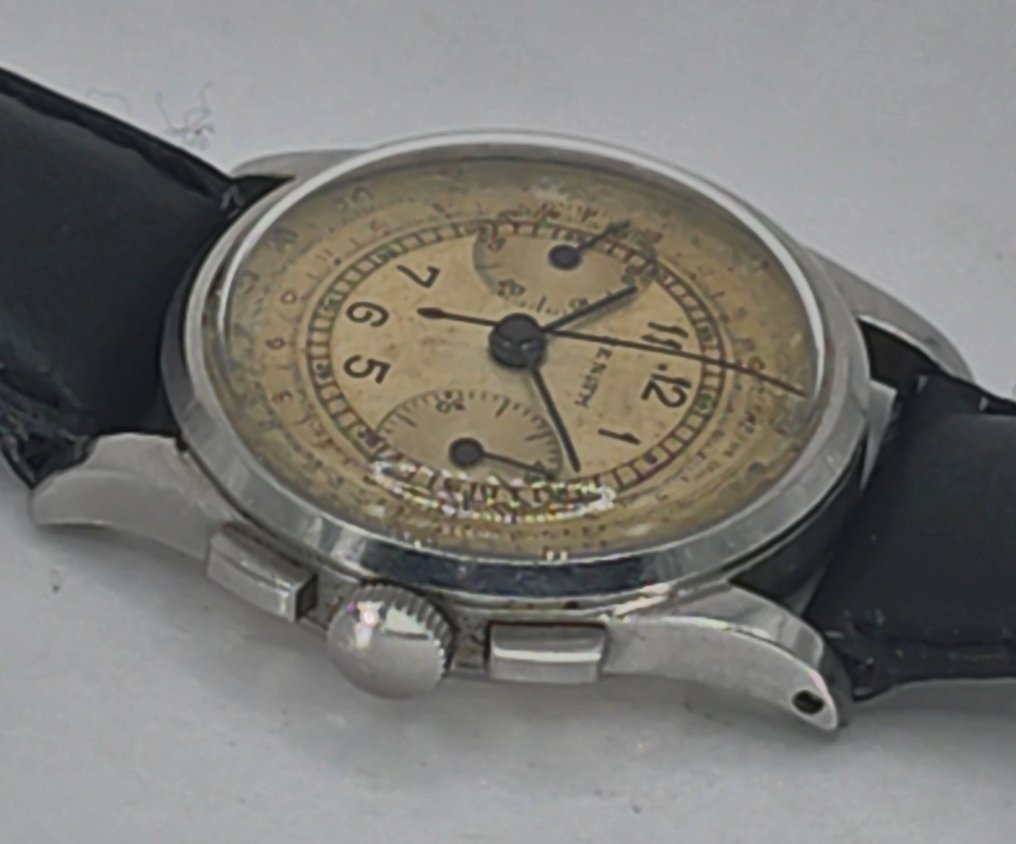 Zenith Le Locle - Stahl Chronograph - Kaliber 136 (Erstes Zweidrückerwerk)- Originalzustand - Schweiz um 1940 - Men - 1900-1949  #4.3
