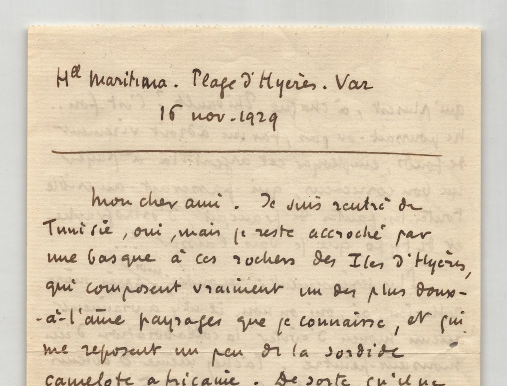 Roger Martin du Gard - Lettre autographe signée - Les frontispices des Thibault - 1929 #1.0