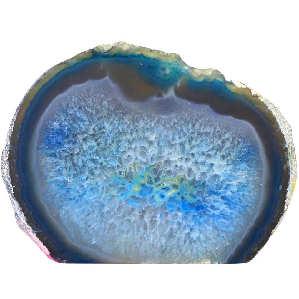 鲜明的蓝色玛瑙 Geode - 12x13x6 厘米- 1 kg #1.0