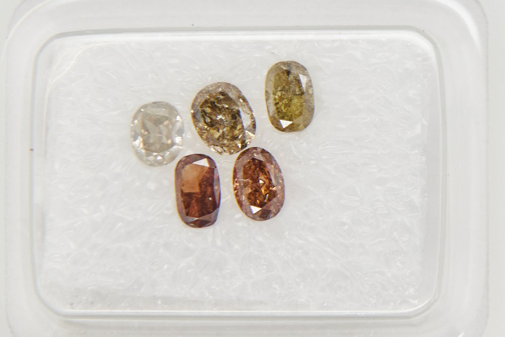 没有保留价 - 5 pcs 钻石 (天然) - 0.95 ct - 椭圆形 - I1 内含一级, I2 内含二级, I3 - 安特卫普宝石报告(GRA) #2.1