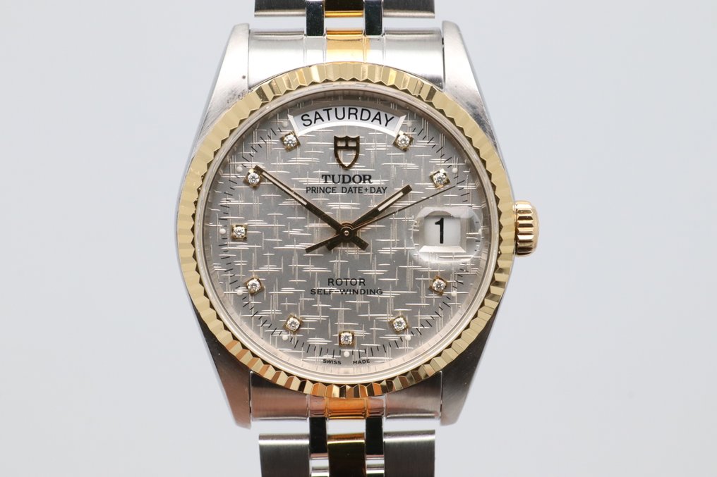 Tudor - Prince Date+Day - 没有保留价 - 76213 | Silver Linen Dial w/ Diamonds - 男士 - 2000-2010  #1.0