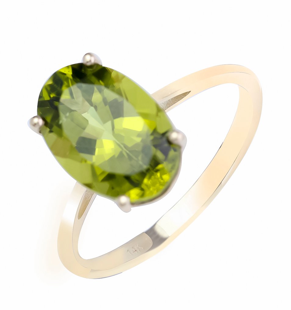 Nincs minimálár - Gyűrű - 14 kt. Sárga arany Peridot #1.0
