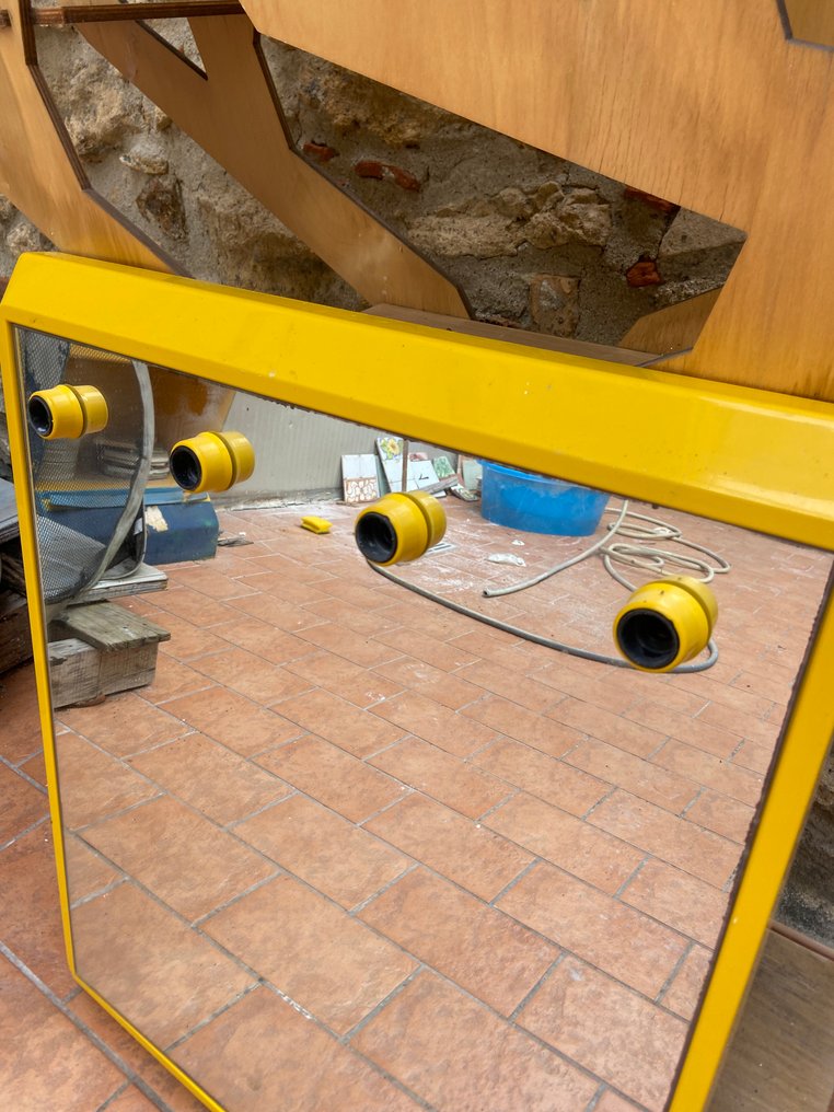 Wall mirror - glass plastic - with four applications for light bulbs #4.3